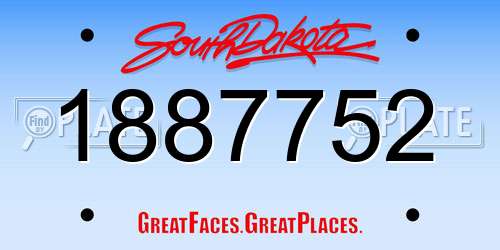 1887752 South Dakota License Plate