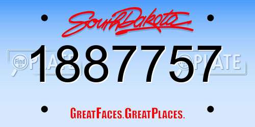 1887757 South Dakota License Plate