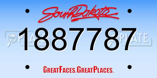 1887787 South Dakota License Plate