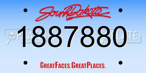 1887880 South Dakota License Plate