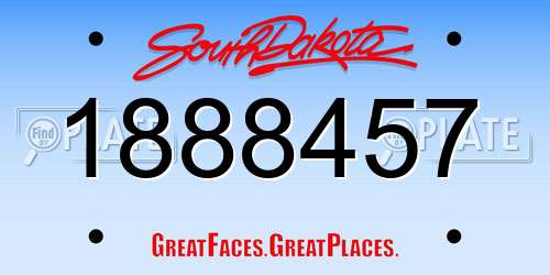 1888457 South Dakota License Plate