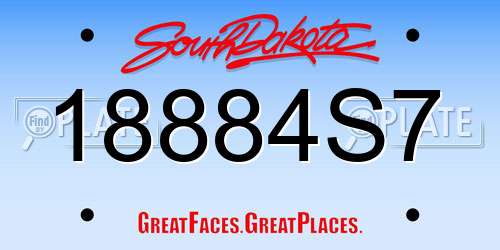18884S7 South Dakota License Plate