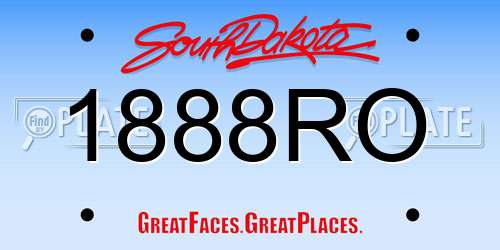1888RO South Dakota License Plate