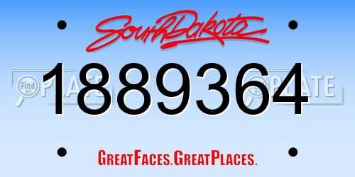 1889364 South Dakota License Plate