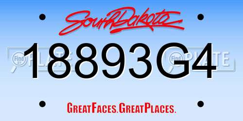 18893G4 South Dakota License Plate
