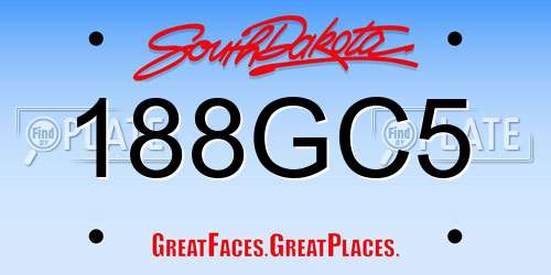 188GC5 South Dakota License Plate