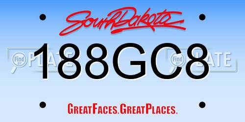 188GC8 South Dakota License Plate