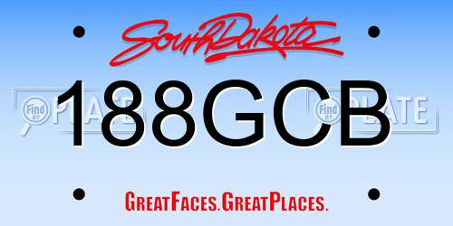 188GCB South Dakota License Plate