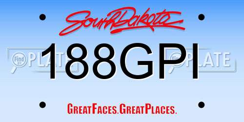 188GPI South Dakota License Plate