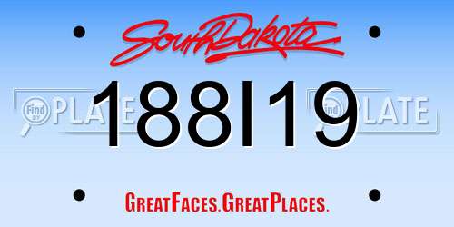 188I19 South Dakota License Plate
