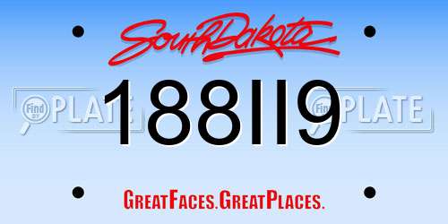 188II9 South Dakota License Plate