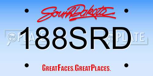 188SRD South Dakota License Plate