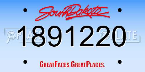1891220 South Dakota License Plate