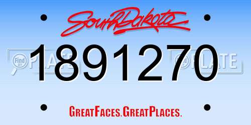 1891270 South Dakota License Plate