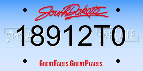 18912T0 South Dakota License Plate