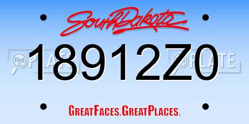 18912Z0 South Dakota License Plate