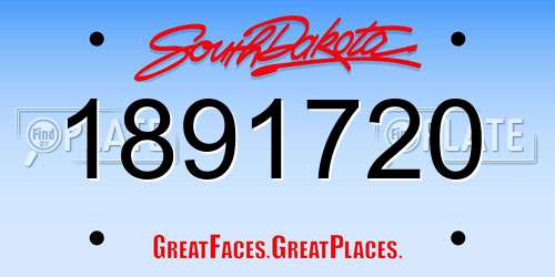 1891720 South Dakota License Plate