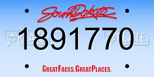 1891770 South Dakota License Plate