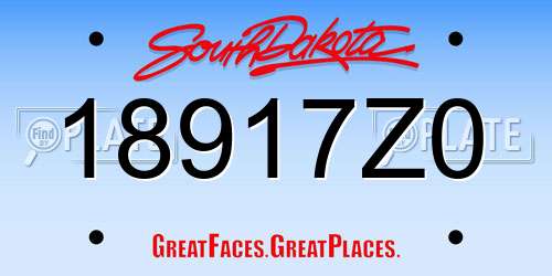 18917Z0 South Dakota License Plate