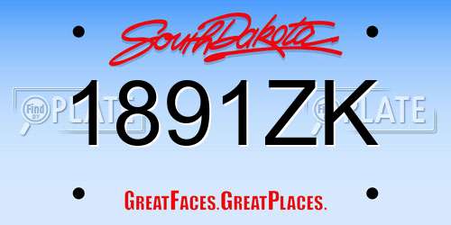 1891ZK South Dakota License Plate