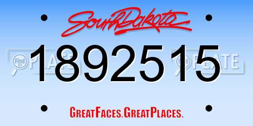 1892515 South Dakota License Plate
