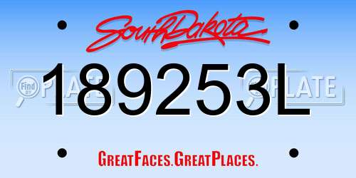189253L South Dakota License Plate
