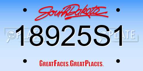 18925S1 South Dakota License Plate