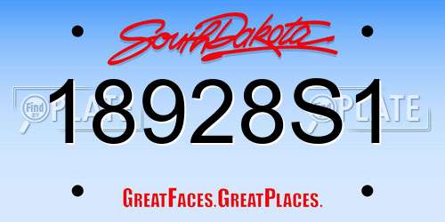 18928S1 South Dakota License Plate