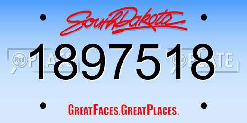 1897518 South Dakota License Plate