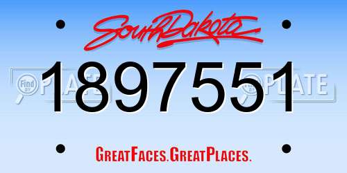 1897551 South Dakota License Plate
