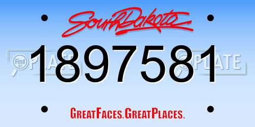 1897581 South Dakota License Plate