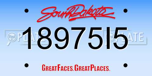 18975I5 South Dakota License Plate