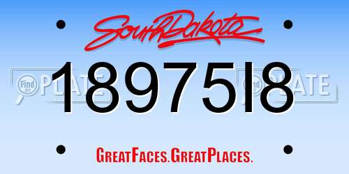 18975I8 South Dakota License Plate