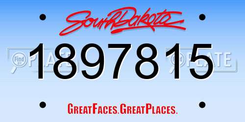 1897815 South Dakota License Plate