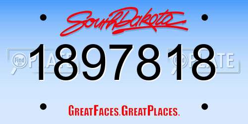 1897818 South Dakota License Plate