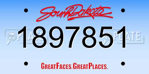 1897851 South Dakota License Plate