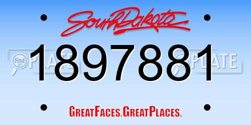 1897881 South Dakota License Plate