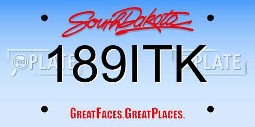 189ITK South Dakota License Plate