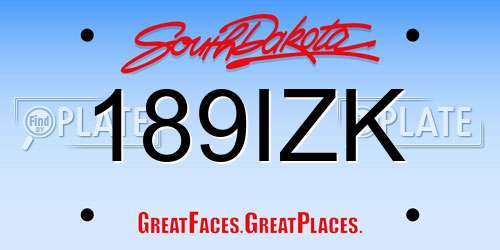 189IZK South Dakota License Plate