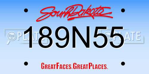 189N55 South Dakota License Plate