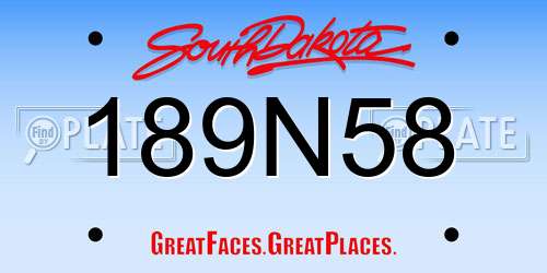 189N58 South Dakota License Plate