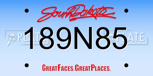 189N85 South Dakota License Plate