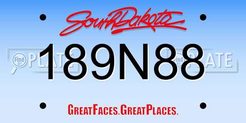 189N88 South Dakota License Plate