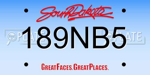 189NB5 South Dakota License Plate