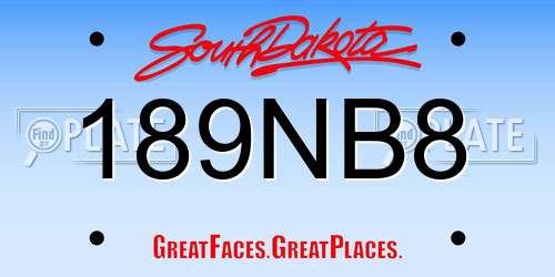 189NB8 South Dakota License Plate
