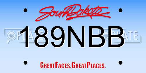 189NBB South Dakota License Plate
