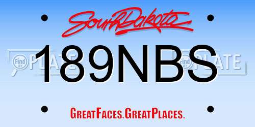 189NBS South Dakota License Plate