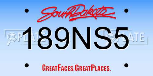 189NS5 South Dakota License Plate