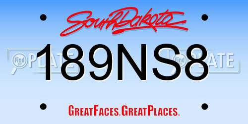 189NS8 South Dakota License Plate
