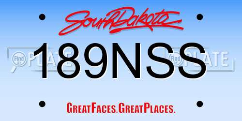 189NSS South Dakota License Plate